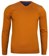 Swetry męskie - Sweter Pomarańczowy Elegancki (V-neck) w Serek, Klasyczny, Orange -MM Classic- Męski - miniaturka - grafika 1