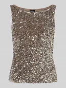 Koszulki i topy damskie - Top cekinowy o kroju regular fit z aksamitu model ‘KAM’ - miniaturka - grafika 1