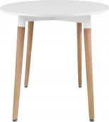 Stoły - Leobert Stół KAMI Okrągły 80cm - biały / naturalne nogi - miniaturka - grafika 1