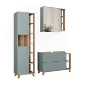 Meble łazienkowe - Vicco Zestaw mebli łazienkowych Karen, Sonoma/niebieski, 3 części - miniaturka - grafika 1