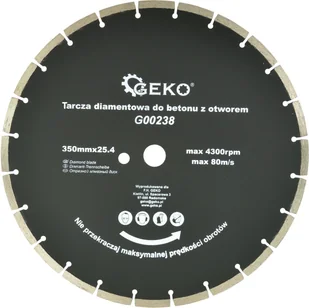 Geko tarcza diamentowa do betonu 350mm x 25,4mm z dodatkowym otworem G00238 - Tarcze do pił - miniaturka - grafika 1