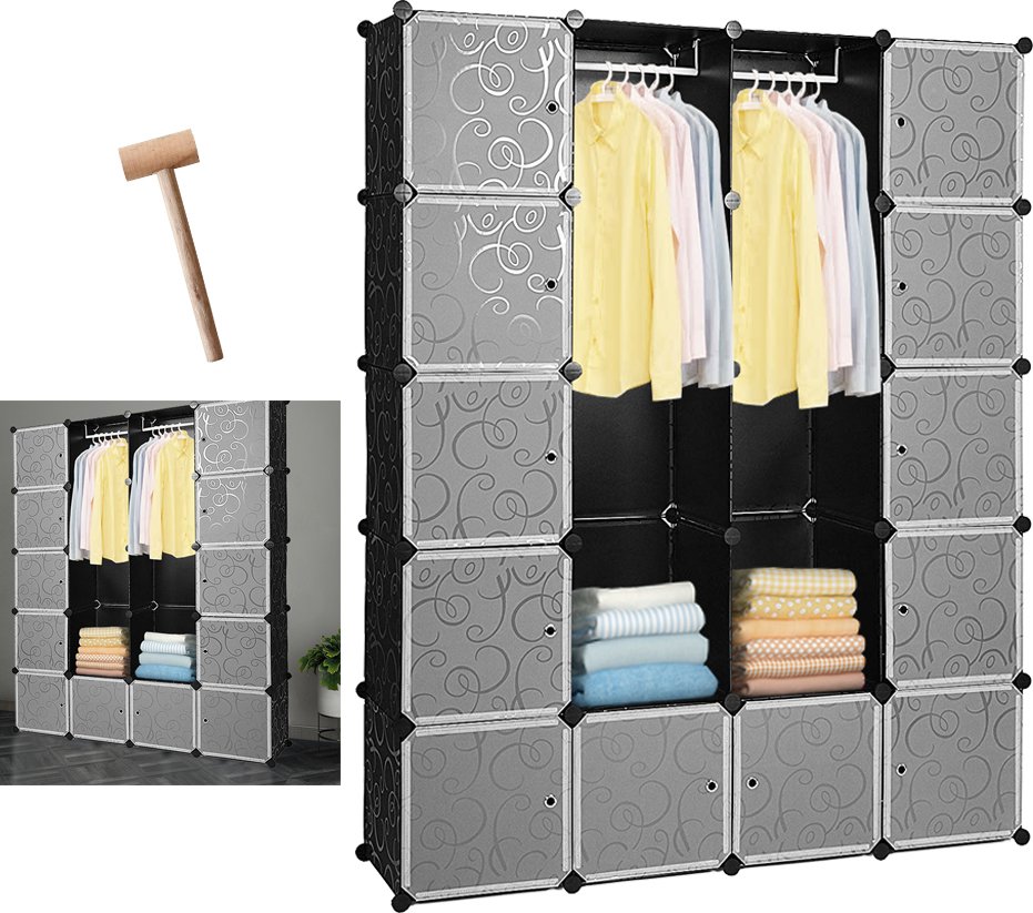 Jopassy 20 kostek szafa system półek szafa szafa szafy czarna plastikowa szafa DIY łatwa w montażu otwarta szafa na książki zabawki ręczniki