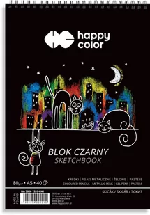 GDD Blok A5/40K czarny Koty 80g spirala HAPPY COLOR - Szkolne artykuły papiernicze - miniaturka - grafika 1