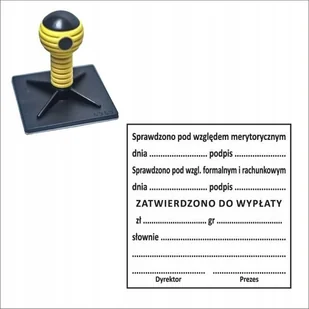 Pieczątka księgowa, gryf, kołek "Sprawdzono pod względem..." 63x63mm - Pieczątki - miniaturka - grafika 1