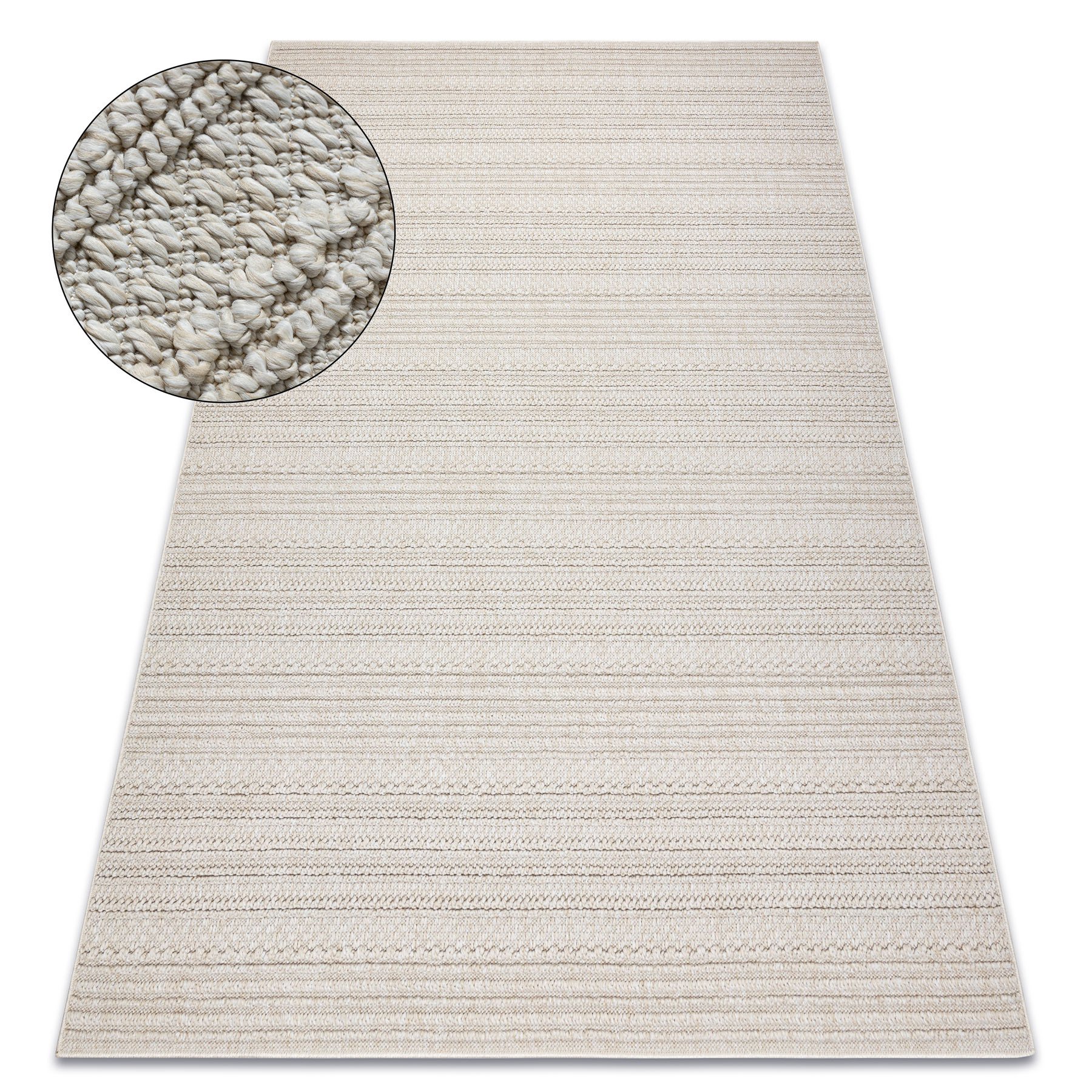 Dywan JERSEY 19233 krem - Linie, pętelkowy, strukturalny BOHO beżowy 160x220 cm