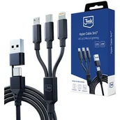 Kable USB - 3mk Kabel Hyper Cable 3in1 USB-A/ USB-C do USB-C/ Micro/ Lightning 1,5m, czarny - miniaturka - grafika 1