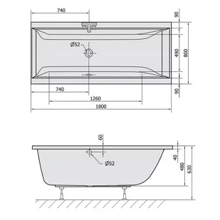 Polysan Cleo Wanna prostokątna 180x80 cm do zabudowy ivory 95611.40 - Wanny - miniaturka - grafika 2