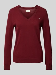 Sweter z wełny z dekoltem w serek - Swetry damskie - miniaturka - grafika 1