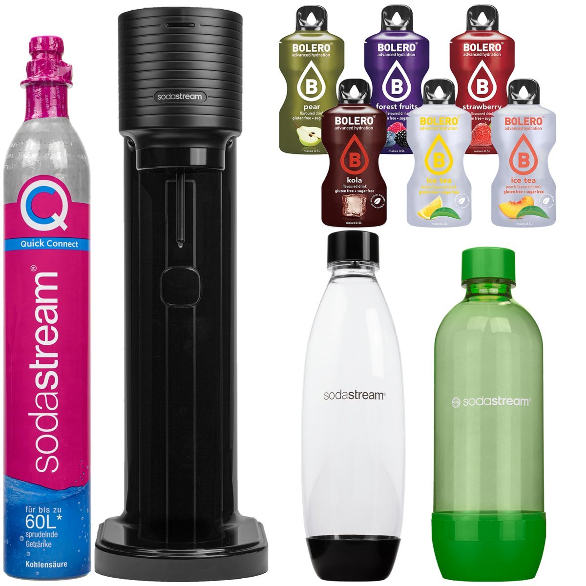Saturator SodaStream Gaia Titan jedna butelka + Butelka SodaStream Zielona 1L (dek) nowa + bolero