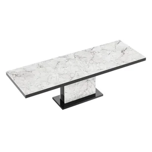 Stół rozkładany MODICA Venatino White HG + Venatino White HG + Czarny HG - Stoły - miniaturka - grafika 1