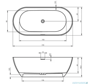 Riho LIMITED Bilbao wanna wolnostojąca BIAŁY MAT 170x80cm B118001105 - Wanny z hydromasażem - miniaturka - grafika 2