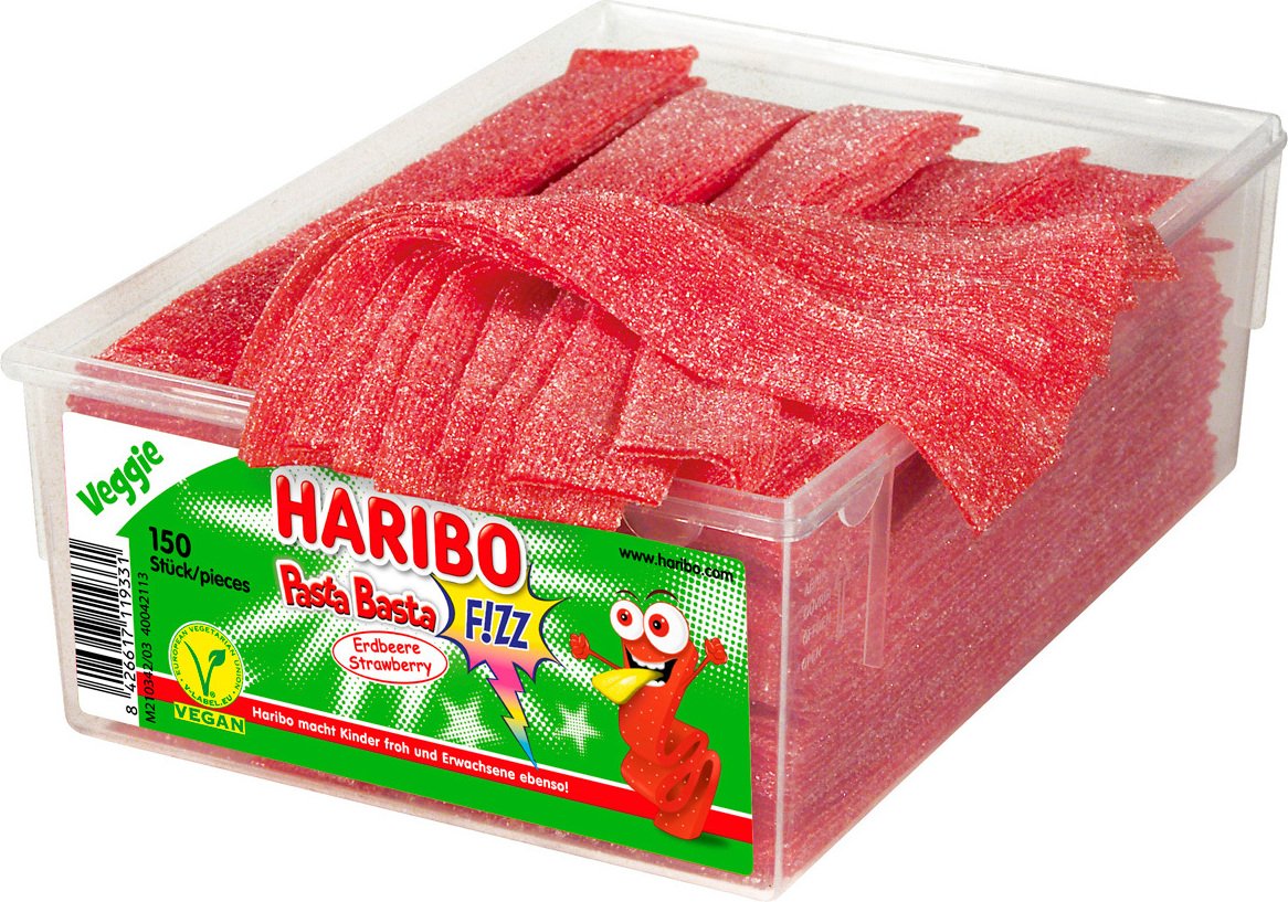 Haribo, żelki owocowe Pasta Basta, truskawkowe, 1125g, 150 sztuk