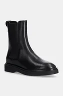 Botki damskie - Calvin Klein sztyblety skórzane FLAT CHELSEA BOOT LTH damskie kolor czarny na płaskim obcasie HW0HW02180 - miniaturka - grafika 1
