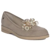 Półbuty damskie - Maciejka Półbuty damskie skórzane wsuwane Beż Welur-37 - miniaturka - grafika 1
