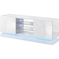 Szafki RTV - Cama MEBLE MEBLE Szafka RTV QIU 160 MDF biały połysk/ biały połysk - miniaturka - grafika 1