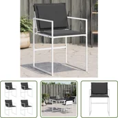 Fotele i krzesła ogrodowe - The Living Store Krzesła ogrodowe z poduszką 4 szt. Biała stal i textilene - miniaturka - grafika 1