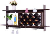 Butelki termiczne - COSTWAY Stojak na wino z uchwytem na kieliszki Stojak na butelki Stojak na wino Stojak na butelki Wiszący stojak na wino Stojak na butelki wina Stojak na wino Drewno (ciemny brąz) - miniaturka - grafika 1
