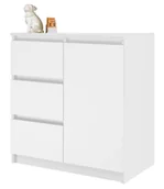 Komody - Biała Nowoczesna Komoda Z 3 Szufladami I Szafką A5-C40 - miniaturka - grafika 1