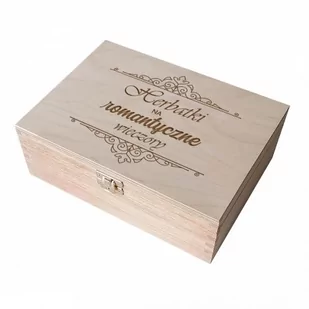 Herbatki na romantyczne wieczory - drewniana herbaciarka z grawerem - Pojemniki kuchenne - miniaturka - grafika 1