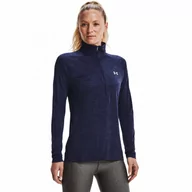 Bluzy sportowe damskie - Damska bluza treningowa nierozpinana bez kaptura UNDER ARMOUR Tech 1/2 Zip - Twist - granatowa - miniaturka - grafika 1