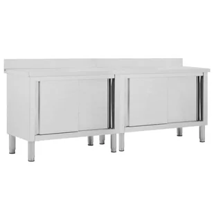 VidaXL Stoły robocze, przesuwne drzwi, 2 szt., 240x50x95 cm, stal 3055903   VidaXL - Stoły gastronomiczne - miniaturka - grafika 1