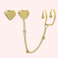 Kolczyki - Kolczyki pozłacane sztyfty SERCA nausznica stal 31 - miniaturka - grafika 1