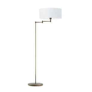 Biało złota lampa stojąca glamour CANCUN z regulowanym ramieniem do czytania - Lampy stojące - miniaturka - grafika 1