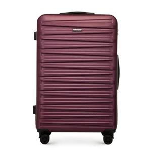 Duża walizka z ABS-u w poziome tłoczenie bordowa - Walizki - miniaturka - grafika 1