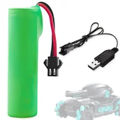 Zabawki zdalnie sterowane - Zestaw Bateria + Ładowarka do Samochód RC czołg zdalnie sterowany Heckermann HD3122 - miniaturka - grafika 1