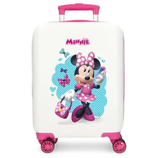 Joumma Disney Minnie dobry nastrój walizka kabinowa biała 33 x 50 x 20 cm sztywne tworzywo ABS boczne zapięcie szyfrowe 28,4 l 2 kg 4 koła podwójny bagaż ręczny, biała, walizka kabinowa - Walizki - miniaturka - grafika 1