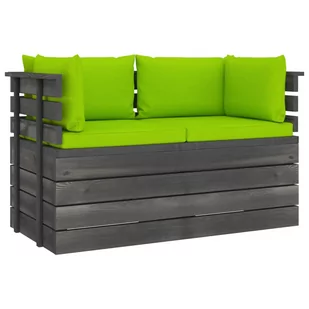 vidaXL Ogrodowa sofa 2-osobowa z palet, z poduszkami, drewno sosnowe - Sofy ogrodowe - miniaturka - grafika 1