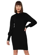 Sukienki - VERO MODA Damska sukienka Vmhollykarispuff Ls Highneck Dress Ga BO, czarny, L - miniaturka - grafika 1