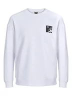 Bluzy męskie - JACK & JONES Męska bluza Jcofilo Summer Sweat Crew Neck Bluza, biała, L, biały - miniaturka - grafika 1