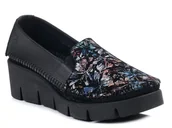 Półbuty damskie - Półbuty damskie na koturnie skórzane wsuwane czarne Maciejka 5814A-37 - miniaturka - grafika 1