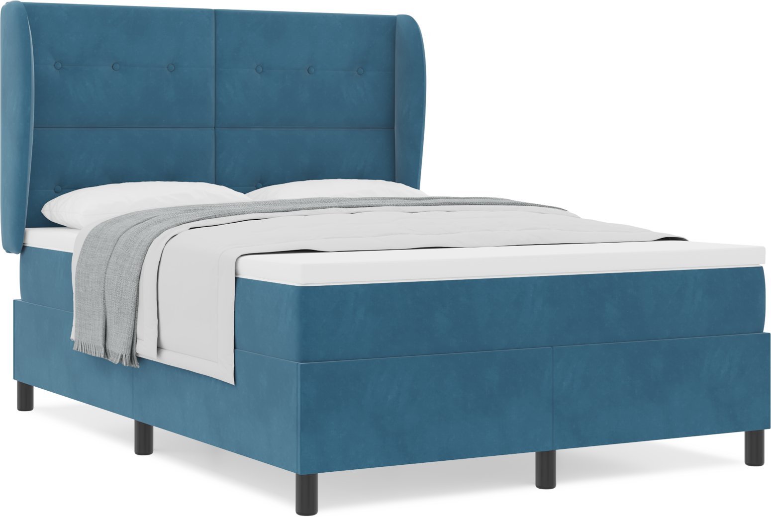 Łóżko z materacem vidaXL z materacem niebieskim 160x200 cm z aksamitu