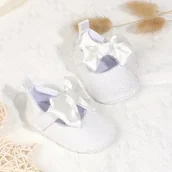 Buty dla dziewczynek - Śliczne buciki dla niemowlaka chrzest kokardka modne buty do chrztu 10 cm - miniaturka - grafika 1