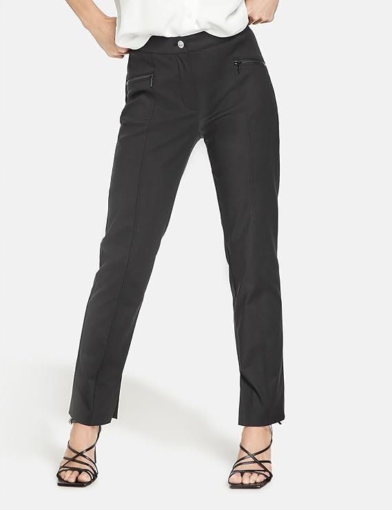 GERRY WEBER CZARNE ELEGANCKIE SPODNIE PROSTE Z ZAMKAMI 42 7BA