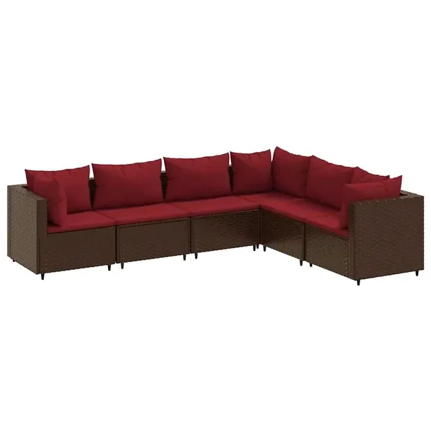 Zestaw Wypoczynkowy z Rattanu PE, Sofa Narożna i Środkowa, Brązowy, 63x6