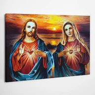 Ikony i obrazy sakralne - Serce Pana Jezusa i Maryi - obraz polycanvas, 100x70 - miniaturka - grafika 1