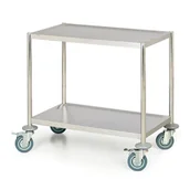 Wózki magazynowe - B2B Partner Nierdzewny wózek półkowy bez rękojeści, 2 półki, 690x390 mm WT-A01401 - miniaturka - grafika 1