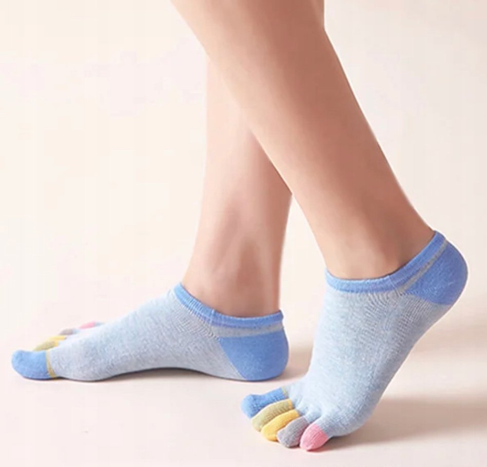 Stopki skarpetki pięciopalcowe kolorowe niebieskie joga pilates gimnastyka