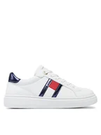 Buty dla dziewczynek - Tommy Hilfiger Sneakersy Flag Low Cut Lace-Up Sneaker T3A9-33538-1351 S Biały - miniaturka - grafika 1
