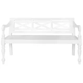 Meble do przedpokoju - vidaXL Ławka Batavia, 123 cm, lite drewno mahoniowe, biała vidaXL - miniaturka - grafika 1