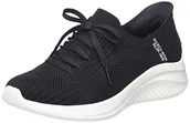 Kapcie damskie - Skechers Damskie kapcie Ultra Flex 3.0, czarne dzianinowe/białe wykończenie, 3,5 UK, Czarne dzianinowe białe wykończenie, 36.5 EU - miniaturka - grafika 1