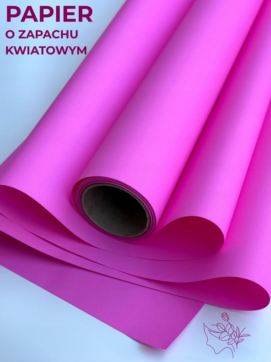 Papier florystyczny do pakowania satynowy 50cmX9m Różówy neon