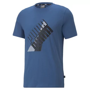 Koszulki sportowe męskie - Męska Koszulka PUMA PUMA POWER LOGO TEE LAKE BLUE 84978817 – Niebieski - grafika 1