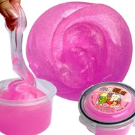 Zabawki sensoryczne - Różowy Brokatowy Slime Masa plastyczna w Słoiku - róż - miniaturka - grafika 1