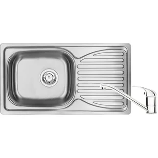 Deante Zlewozmywak DOPPIO satyna + Bateria chrom ZENA0113 ZENA0113 - Zlewozmywaki z baterią - miniaturka - grafika 1