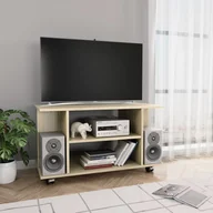 Szafki RTV - vidaXL Szafka pod TV z kółkami, kolor dąb sonoma, 80x40x40 cm - miniaturka - grafika 1