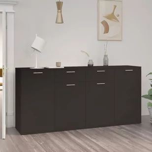 vidaXL Szafka, czarna, 160 x 36 x 75 cm, płyta wiórowa - Szafki do salonu - miniaturka - grafika 1